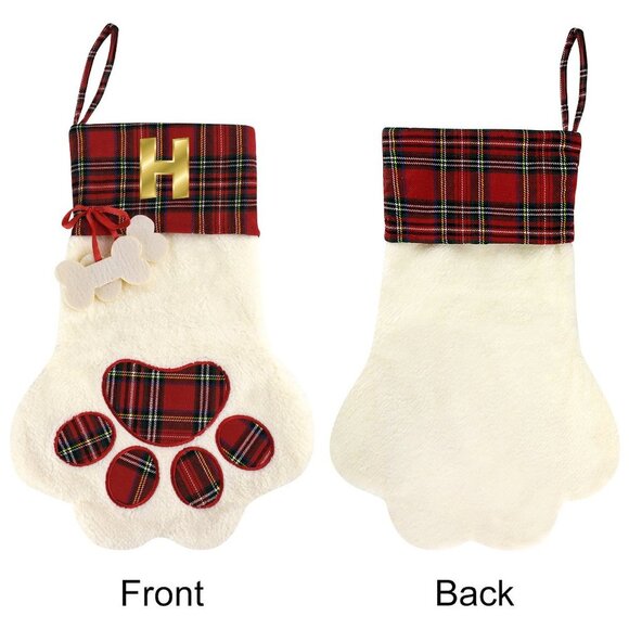 NEW - Pet Cat Dog Claw Christmas Stocking - Red - Available in any letter A to Z - Picture 1 of 8